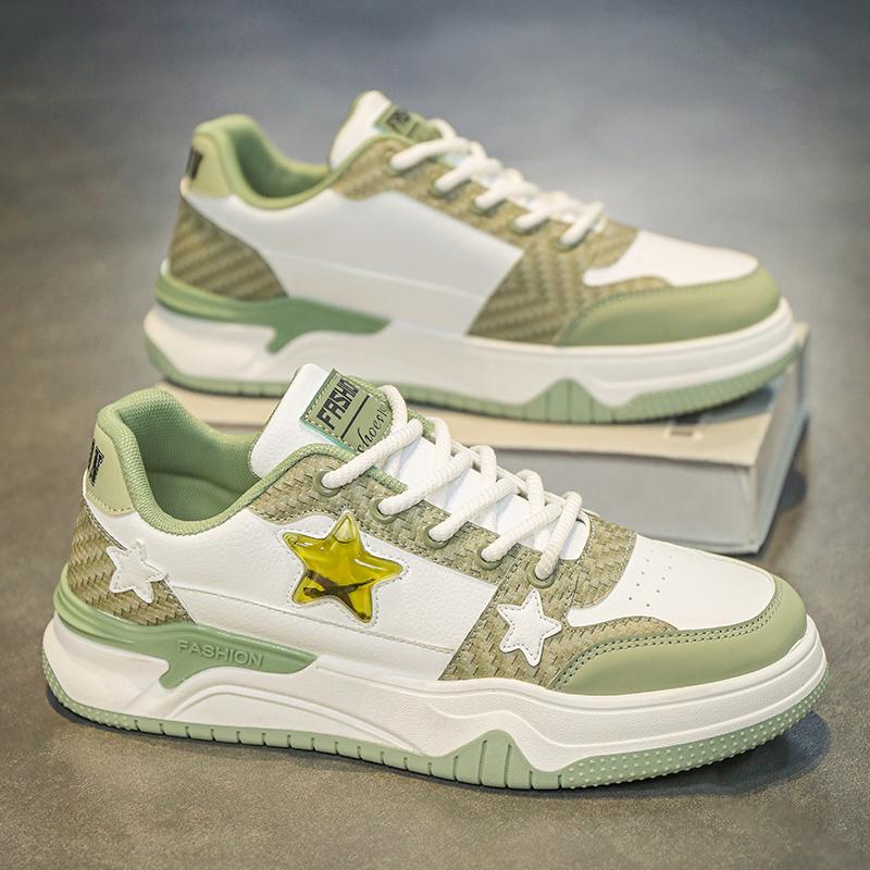 H Spring Fresh Tea Rhyme Niche Design Student Casual Board Shoes Men's Shoes, Tea Green, Khaki