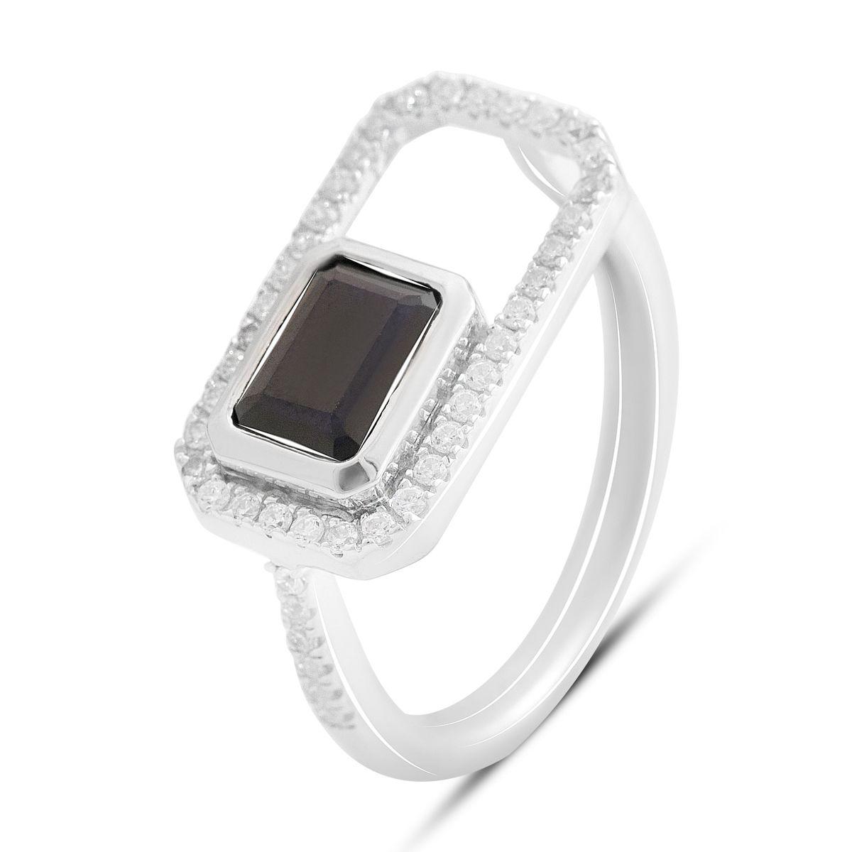 

Серебряное кольцо с натуральным сапфиром 1.735ct, фианитами, вес изделия 3,18 гр (2202486) 18 сапфіровий
