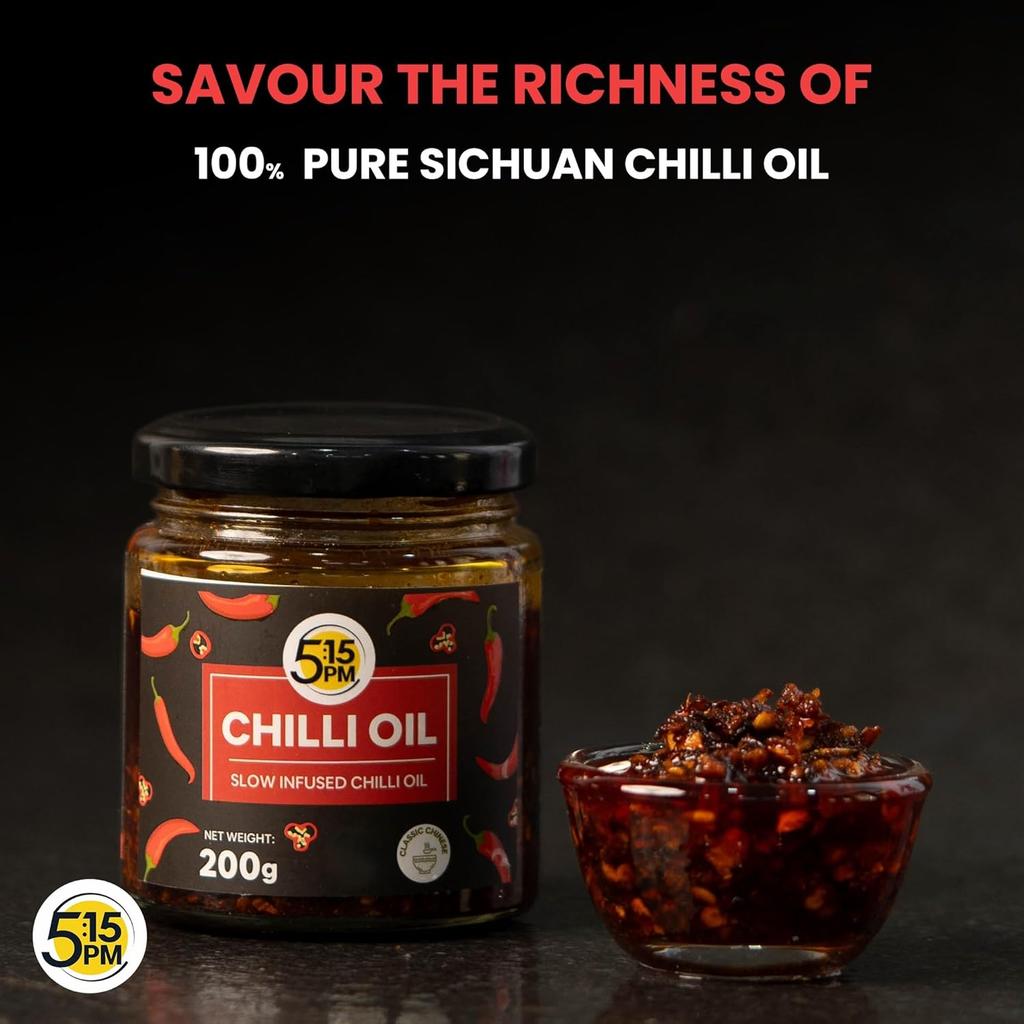 5:15PM Korean & Crispy Chilli Oil 200g X Pack of 2 | Sichuan Style Chilli Paste for Noodles, Stir-Fries & Pizza