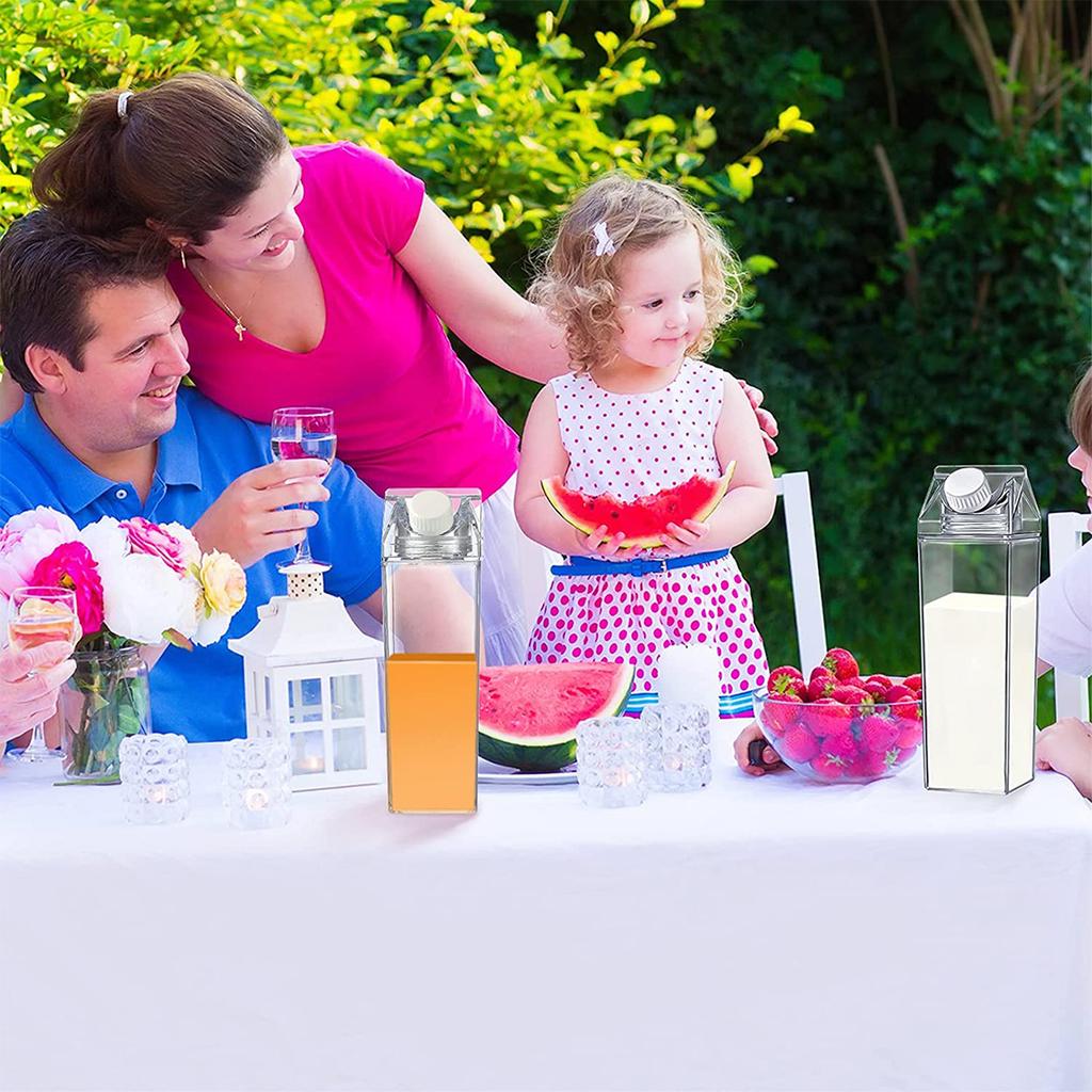 500/1000ML Clear Milk Carton Box Transparent Water Gym Bottle Reusable Juice Sport Leakproof Cup Drinking Outdoor Camping 2025