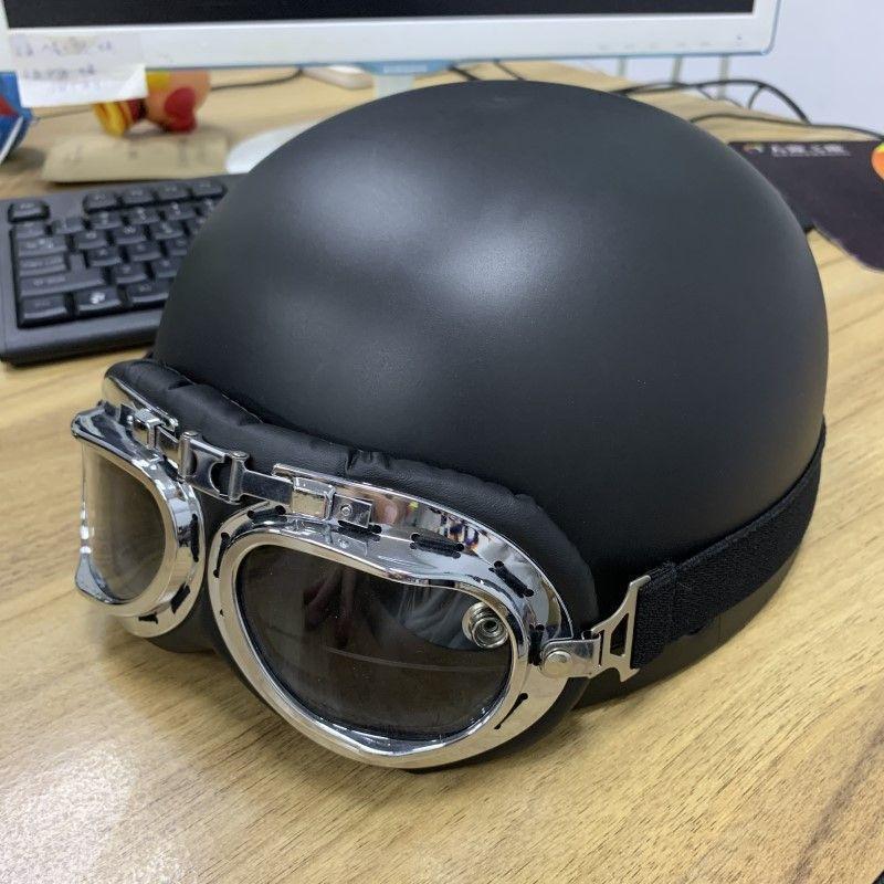 Trendy Street-Style Half Helmet with Eye Protection for Young Riders