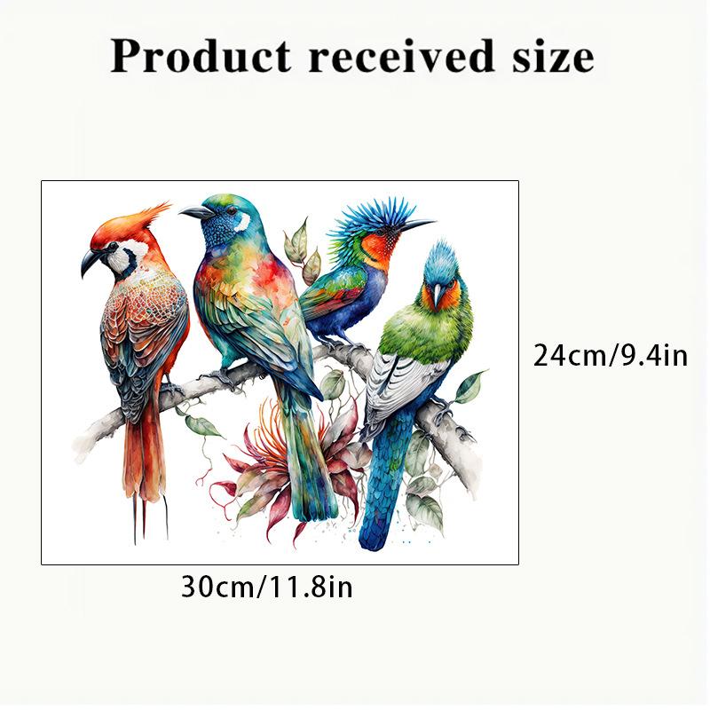 Self-adhesive Hand-painted Bird on Branch Toilet Stickers Waterproof for Bathroom Wall Decor