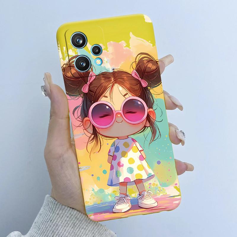 For Realme 9 Pro Plus Phone Case RMX3392 RMX3393 Flower Girl Design Soft Silicone TPU Back Housing For Realme9 4G RMX3521 Covers
