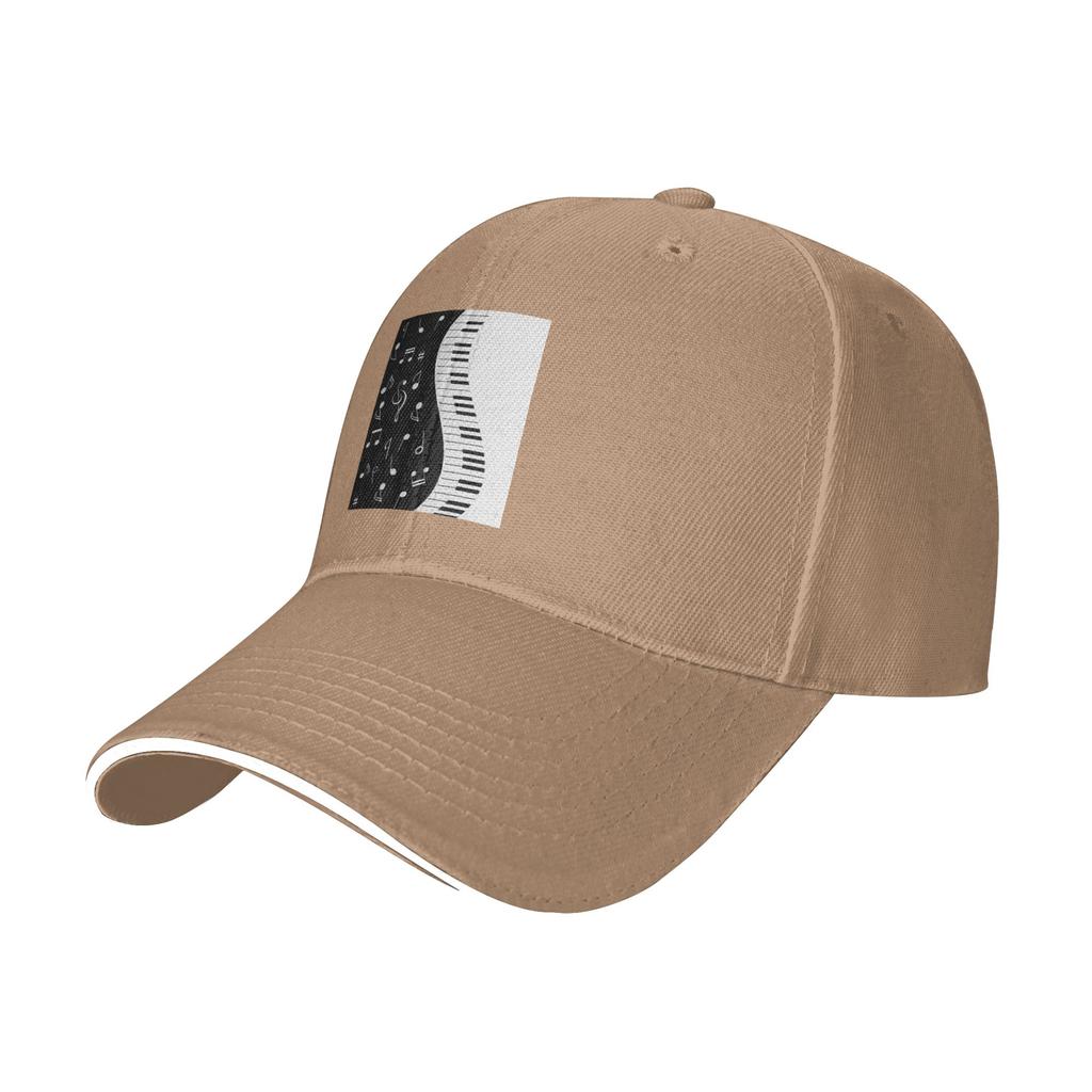 Abstract Piano Keys with Musical Notes Cap Casual Baseball Caps Adjustable Hat Hip Hop Summer Unisex Baseball Hats Customizable