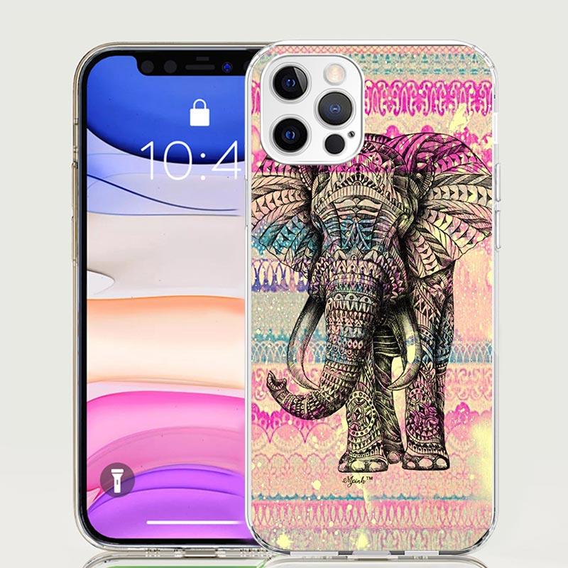 Elephant Mandala Aztec Phone Case For iPhone 17 Air 16 15 Plus 11 14 Pro Max 13 Mini 12 7 8 + SE Pattern Art Customized Cover 17