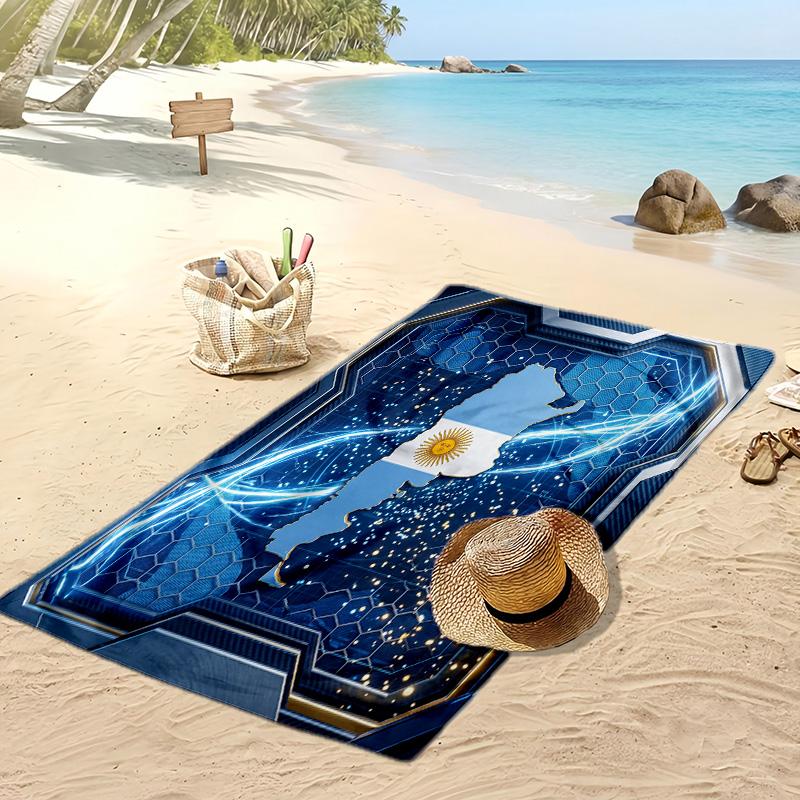 Argentinien Fußball Druck Strandtuch Schnelltrocknend Super Saugfähig Weich Badetuch zum Schwimmen Strand Reisen Fan Souvenir Geschenk