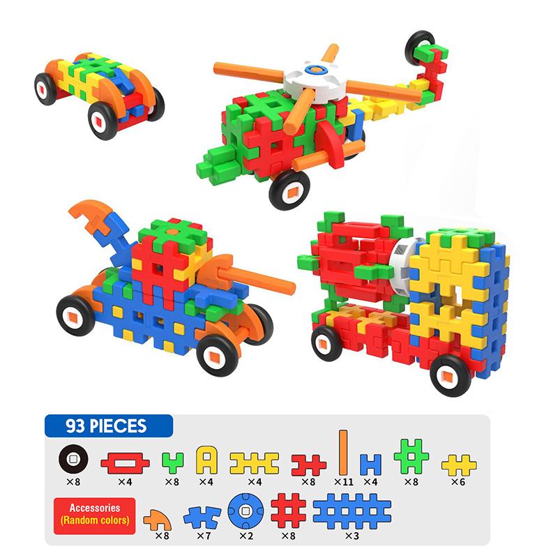 Kids DIY Building Blocks Set Colorful Interlocking Plastic Construction Toys Educational Puzzle Toy for Boys and Girls