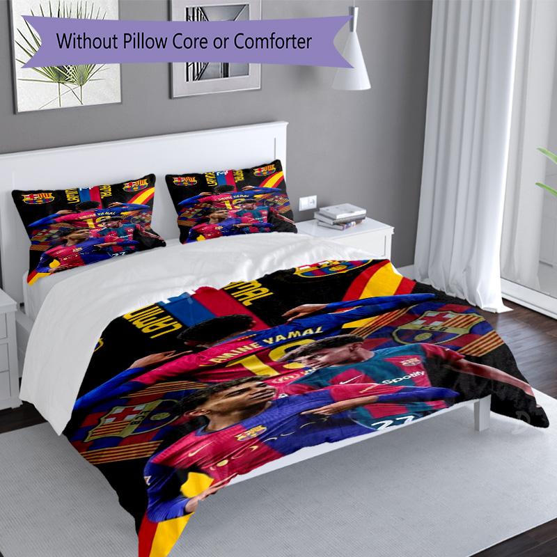Lamine Yamal Soccer Star Number Bedding Set,Soft Bed Linen for Bedroom Home Decoration,Perfect Gift for Football Fans,Breathable Duvet Cover with Pill