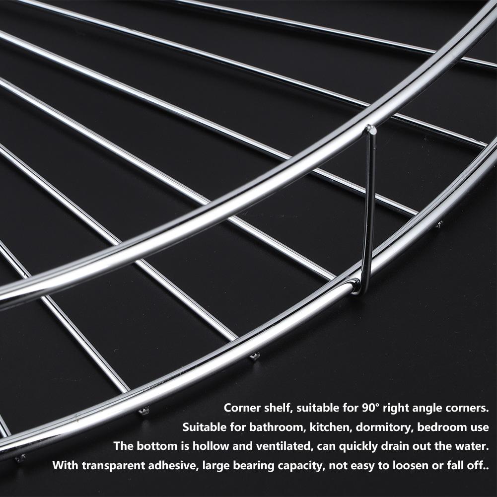 Punch Free Stainless Steel Triangular Storage Shelf Corner Bathroom Shelf Rack Organizer with Adhesive