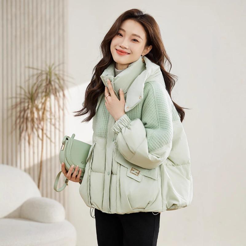 Winter women's small short thickened loose cotton-padded clothes, high-end thermal hooded jacket