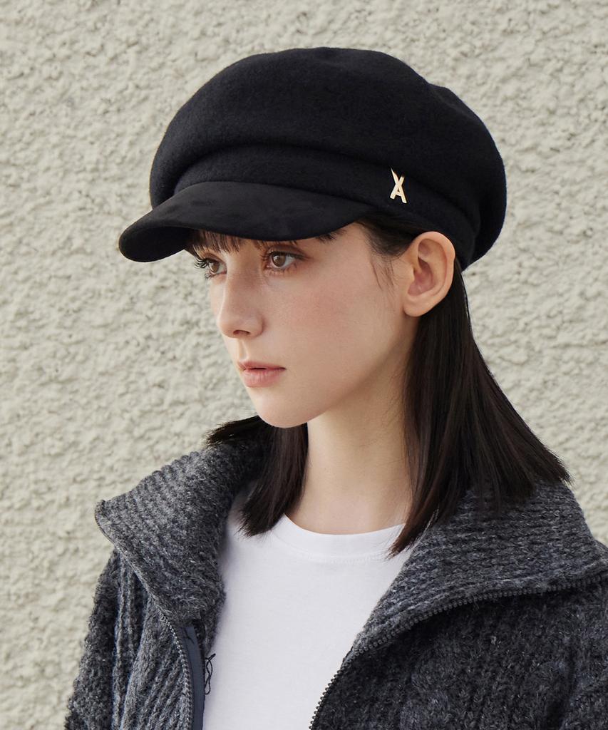 Bajal Va Studded Wool Combo Newsboy Cap Black