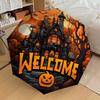 1pc Halloween Haunted House Welcome Sign Umbrella with Plastic Handle,Suitable for All Seasons Home Travel Outdoor UmbrellaDD513