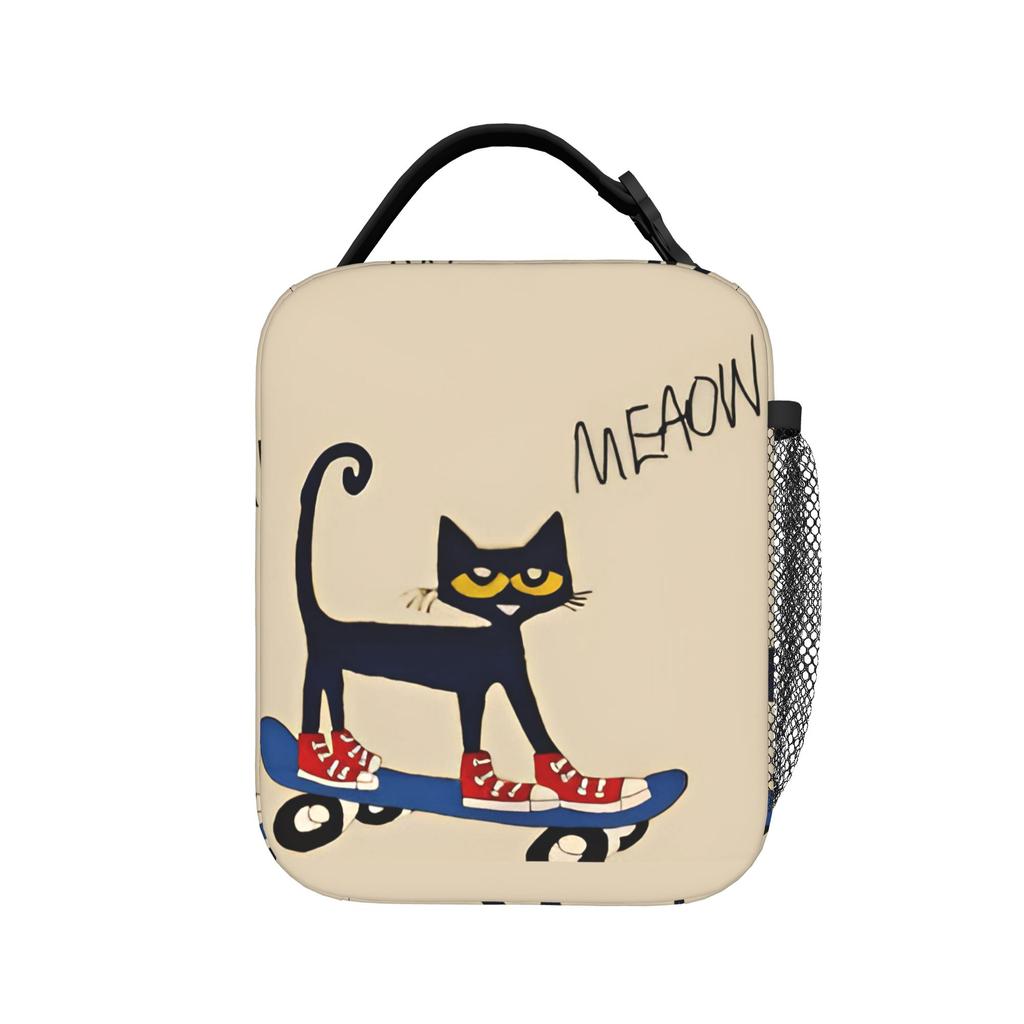 Pete the Cat  Insulated Lunch Bags Portable Cartoon  Reusable Cooler Bag Tote Lunch Box College  Travel Men Women