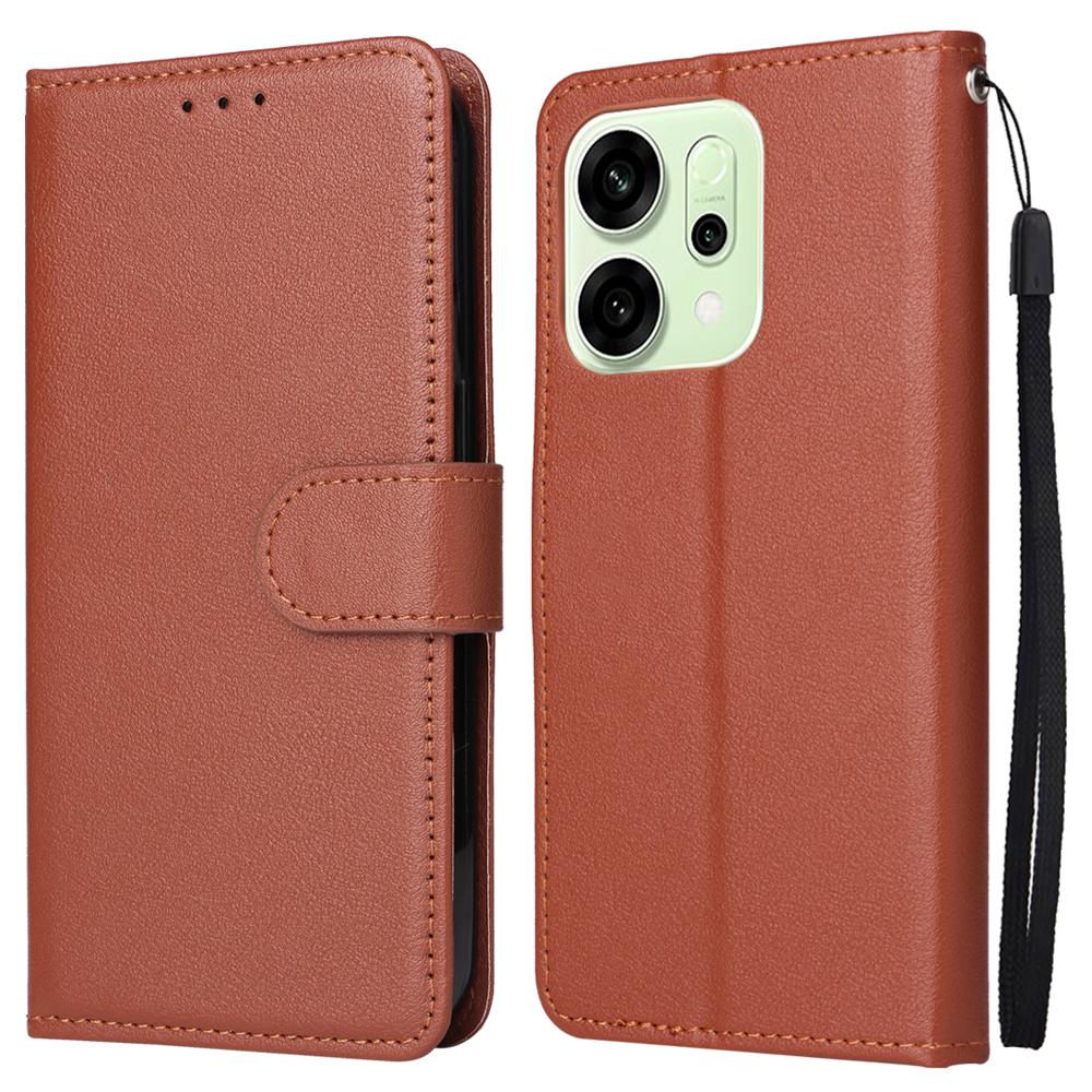 Dla Oppo Reno14 5G (Światowy) Etui Portfel Stojak Widok Skórzane PU Pokrowiec na Telefon z Paskiem na Nadgarstek