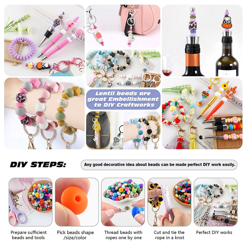 100Pcs 12mm Silicone Lentil Beads Round Spacer Beads Silicone Abacus Bead DIY Bracelet Necklace Handmade Jewelry Accessories