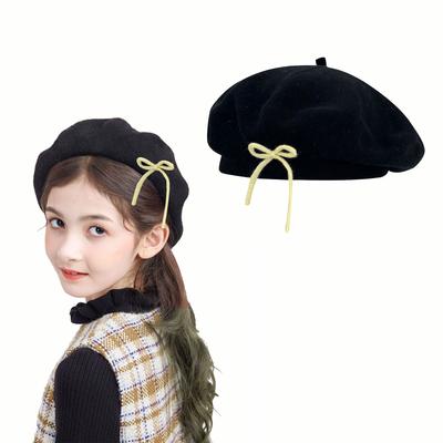 Chapéu de Pintora para Meninas Boina Francesa Chapéu de Malha Bico de Pato Boina para Fotografia de Férias Chapéu de Bico de Pato Casual Feito à Mão