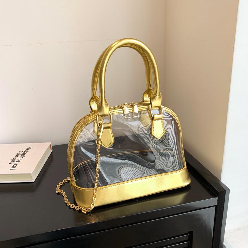 Fashion and Transparent, Popular Shell Bags This Year, Spring and Summer 2025 New Trendy Messenger Bags, PVC Chains, Trendy Shoulder Bags