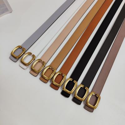 Women'S Cowhide Belt Women'S Color U Buckle Belt Simple Wind Jeans Belt Belt Women