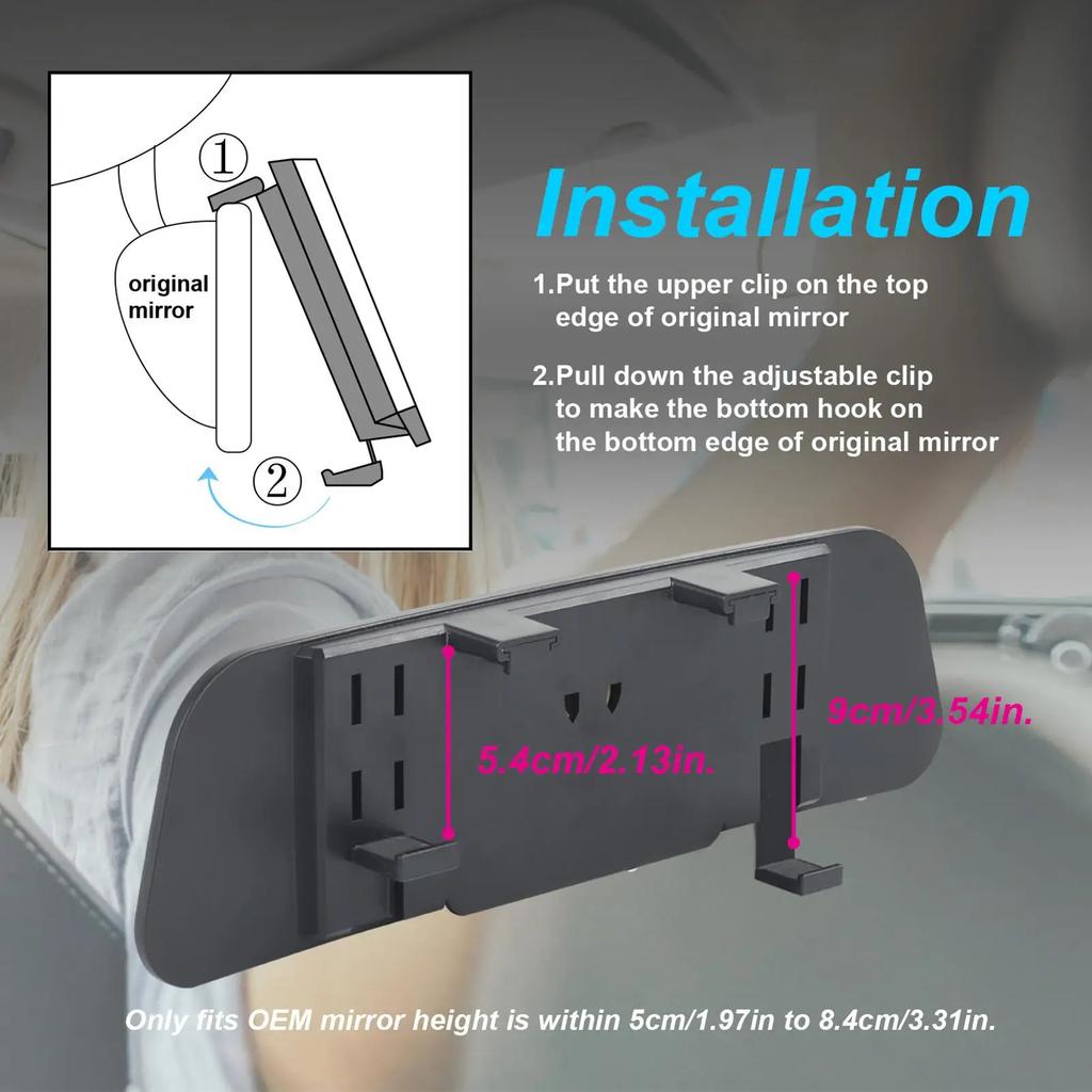 Nouveau Rétroviseur Arrière de Voiture Grand Angle avec Moniteur Bébé Intégré Miroir Secondaire à Clip sur Élimination des Angles Morts Miroir Intérieur