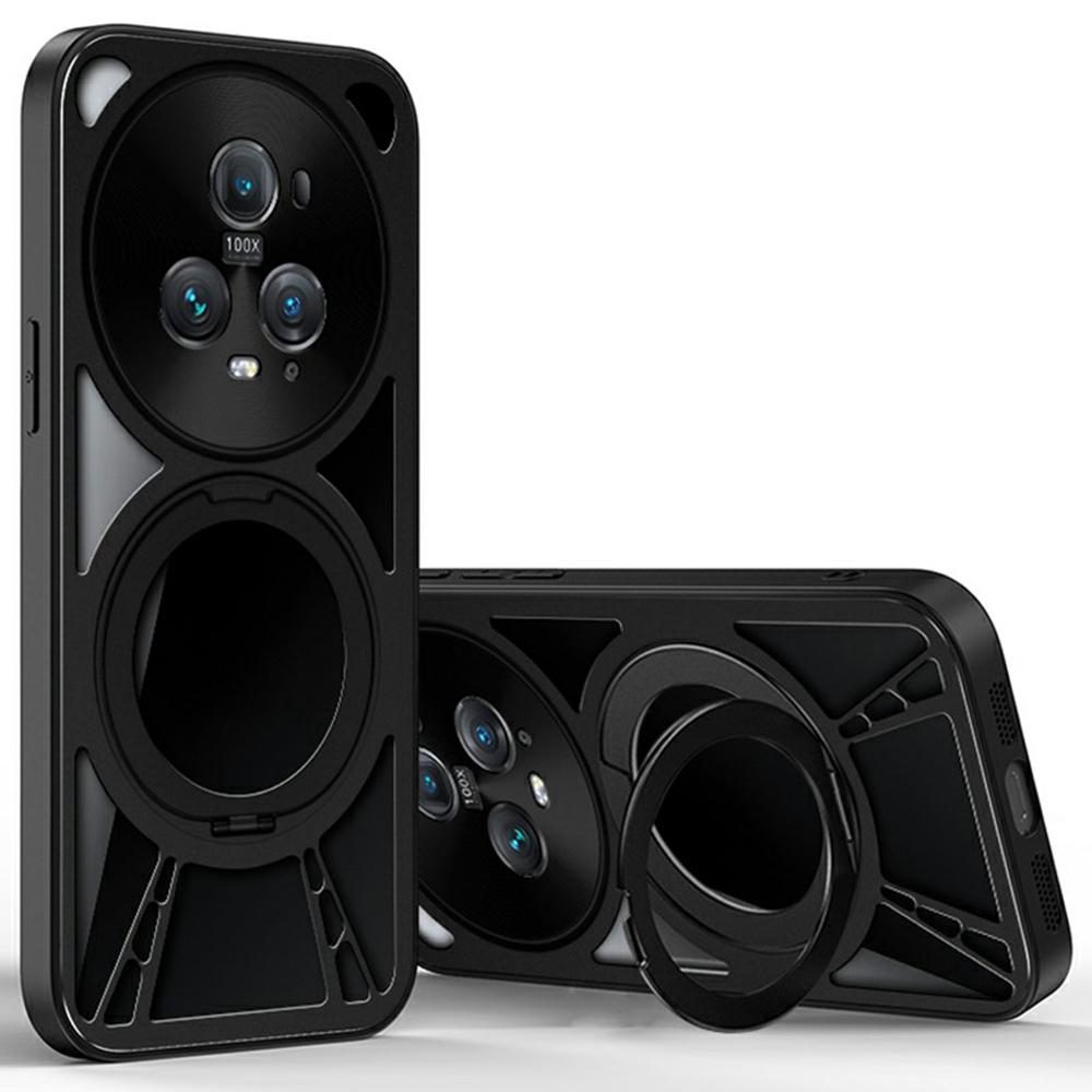 For Honor Magic5 Pro Case Magnetic Kickstand Hollow Heat Dissipation Silicone+PC+Metal Bumper Phone Cover