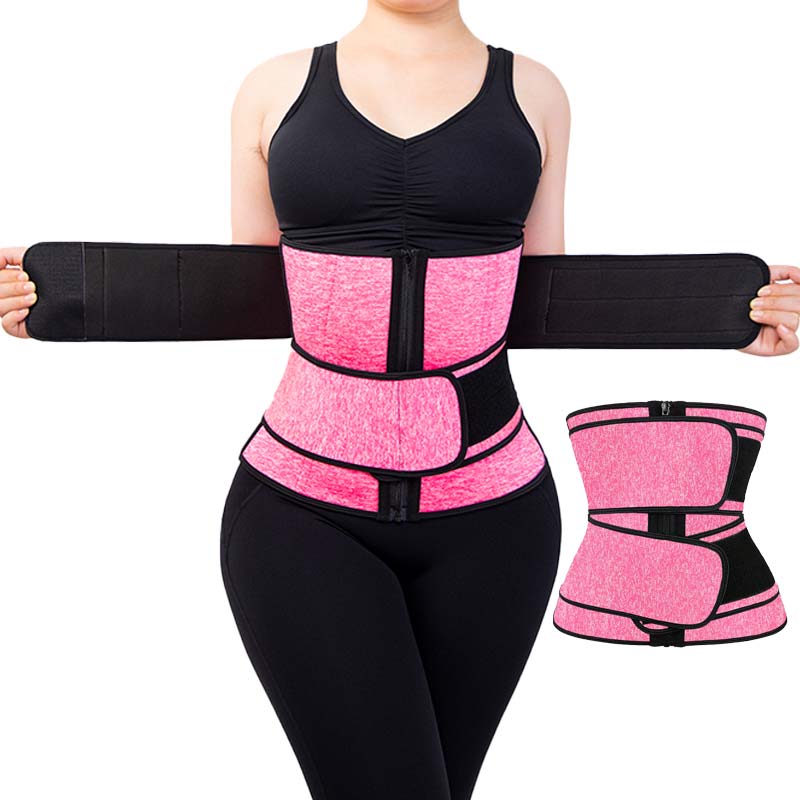 Dropship 2021 Popular Products Black  Neoprene Style Double Belt  Waist Trainer and Zipper Corset for Women
