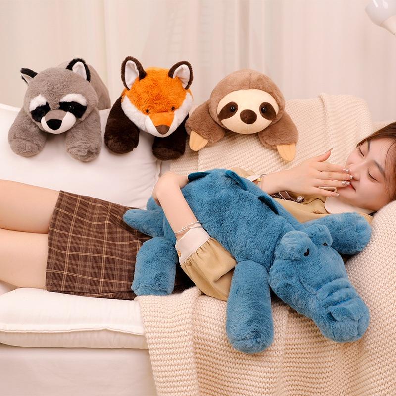 Soft And Cuddly Animal Plush Toy Pillow For Girls Raccoon, Fox, Sloth, Crocodile