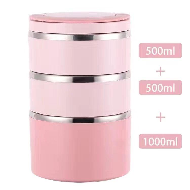 Multi-layer Insulated Stainless Steel Bento Lunch Box with Lid for Students & Office Workers
