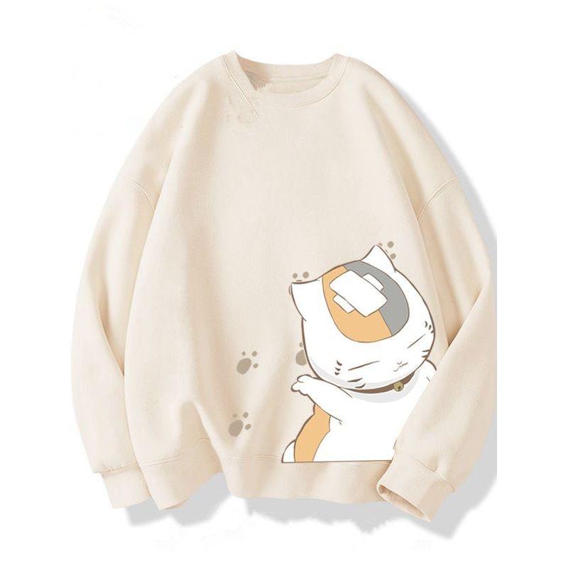 Trendy Brand Collaboration Cat Teacher Summer Friends Account Round Neck Sweatshirt Unisex Ins Autumn and Winter Couple Loose Top