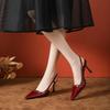 Fashion 2025 New French Patent Leather High Heels Pointed Toe Slim Stiletto Spring Summer Women Sandals Dress Shoes