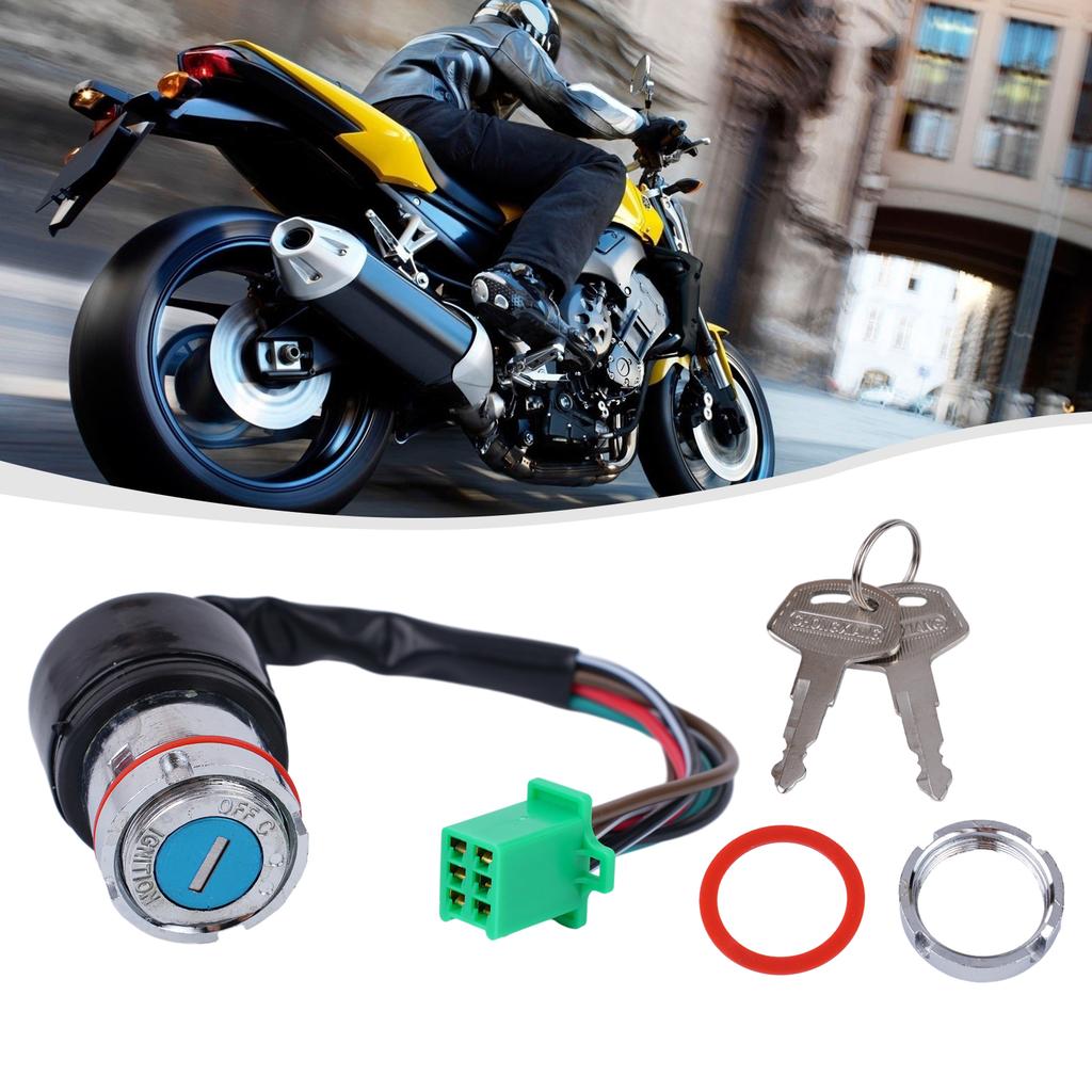 Reliable 6 Wires Ignition Key Switch for Motorcycles Universal Design Suitable for 50CC 90CC 110CC 125cc 2 Keys Set