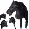 Cap de Cal pe Băț Hobby Horse Sunet De Pluș Frumos Negru