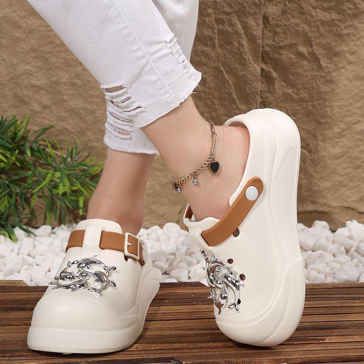 Outer Wear Thick-soled Office Sandals Show Feet, Small Bag Head, Half Drag Hole Shoes, Women's 2025 Summer and Autumn New Models