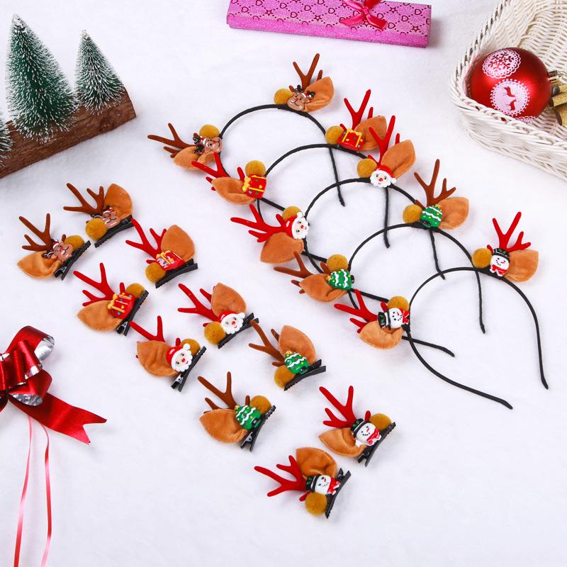 Christmas Decorations Santa Claus Antlers Hairpin Hairband Christmas Hairband Children's Christmas Gift