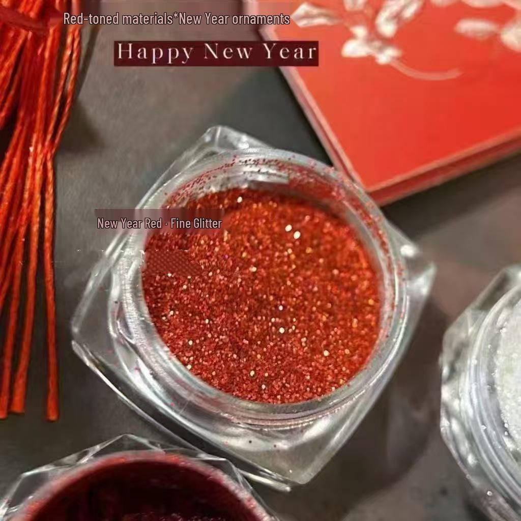 New Year Glitter Sequin Ornaments with Drip Glue Embellishments
