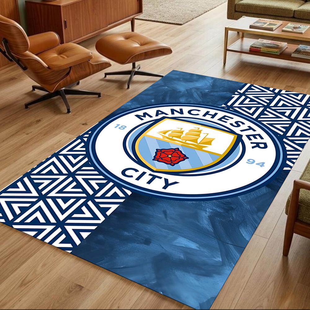 Manchester City Football Club Decorative Area Rug Soft Plush Non-slip Bottom Kitchen & Bathroom Use Fashionable Home Decor Perfect Gift