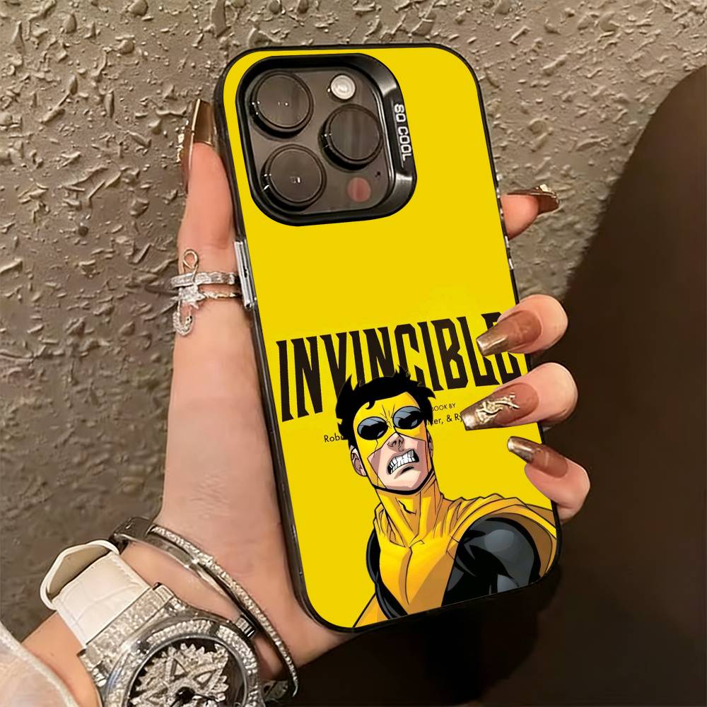 Cartoon I-Invincible  Phone Case For iPhone 17,16,15,14,13,12,11 Plus,Pro Max,XS,Colored Silver Plated Inside Cover iPhone17air