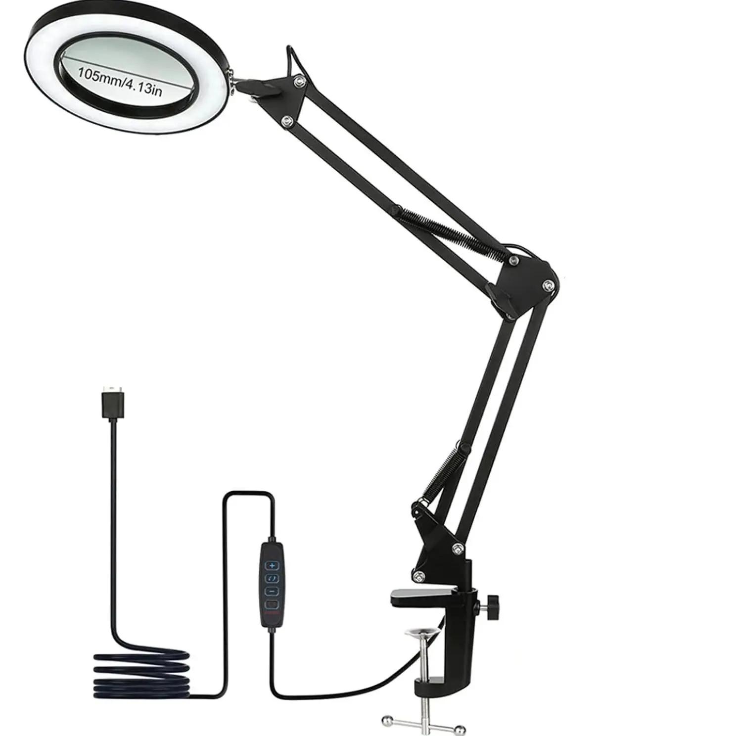 

72LED 10X НОВАЯ лупа с подсветкой USB 3 цвета светодиодная лупа для ремонта паяльника/настольной лампы/ухода за кожей Красота чёрный