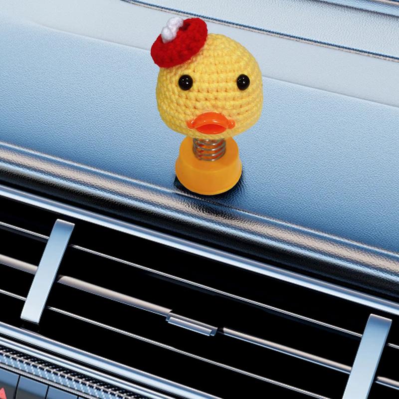 Crochet Car Decorations Sunflower Frog Duck Bobblehead Car Decor Animated Bobble Dancer Car Decor Aesthetic Accessories For