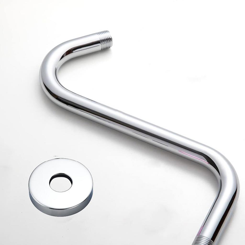 S Shaped High Rise Gooseneck Showerhead Extension Arm with Standard 1/2 Inch Connection Simple Installs for Bathroom