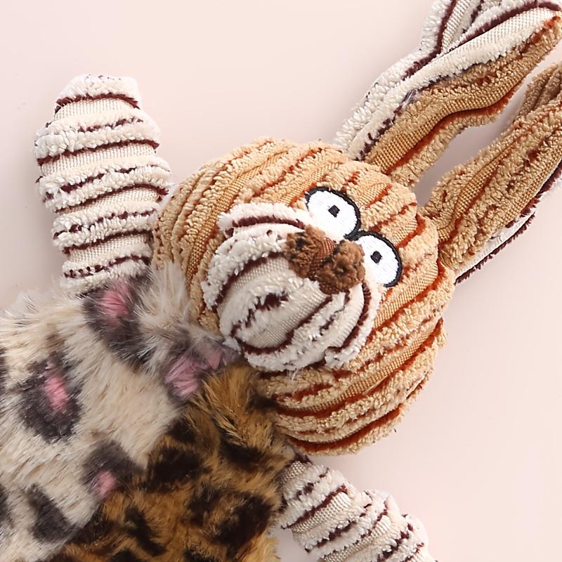 Squeaky Rabbit Dog Toy, Plush Crinkle Pet Chew Toy for Small Medium Dogs, Durable Interactive Puppy Teething Toy