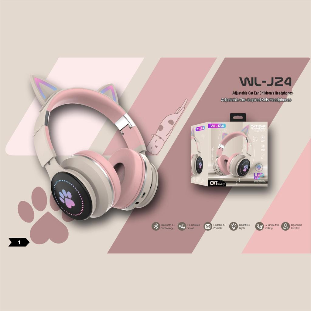 Cat Ear Luminous Bluetooth Headphones for Kids - Universal Compatibility