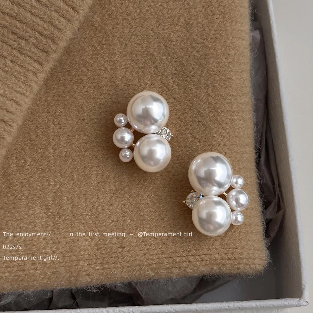 Fashion light luxury 925 silver needle plated 14K temperament elegant commuter atmosphere pearl earrings earrings