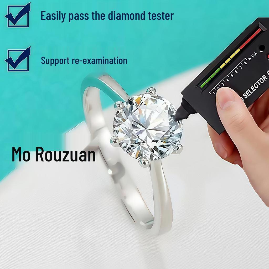 Crown Classic Six-Prong Moissanite Ring, 1 Carat D Color Stone, Perfect Gift for Her