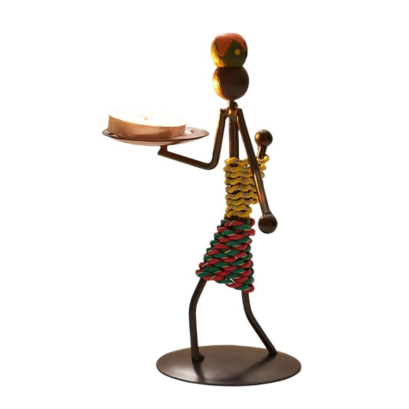 Современная Минималистичная Скульптура Подсвечник Африканская Племенная Женщина Железная Фигура Подсвечники для Чайных Свечей Для Романтических Ужинов