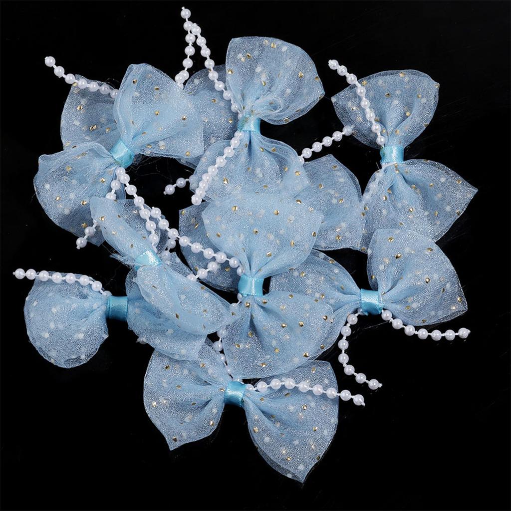 10pcs/lot Mini Cute Mesh Polka Dot Pearl Bow For Jewelry Making DIY Wedding Party Hair Clip Headband Clothing Crafts Decoration