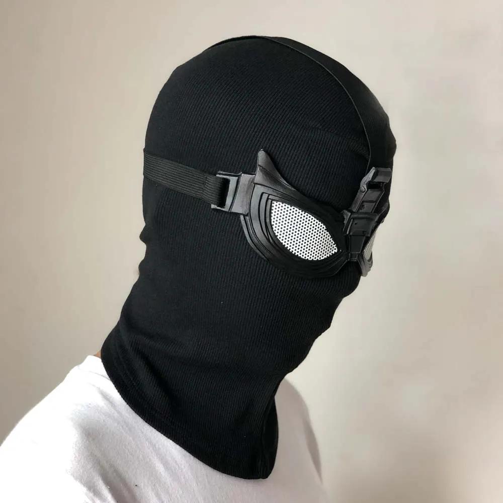 Superhero Peter Parker Mask Cosplay Stealth Suit Black Helmet Halloween Masquerade Party Costume Props