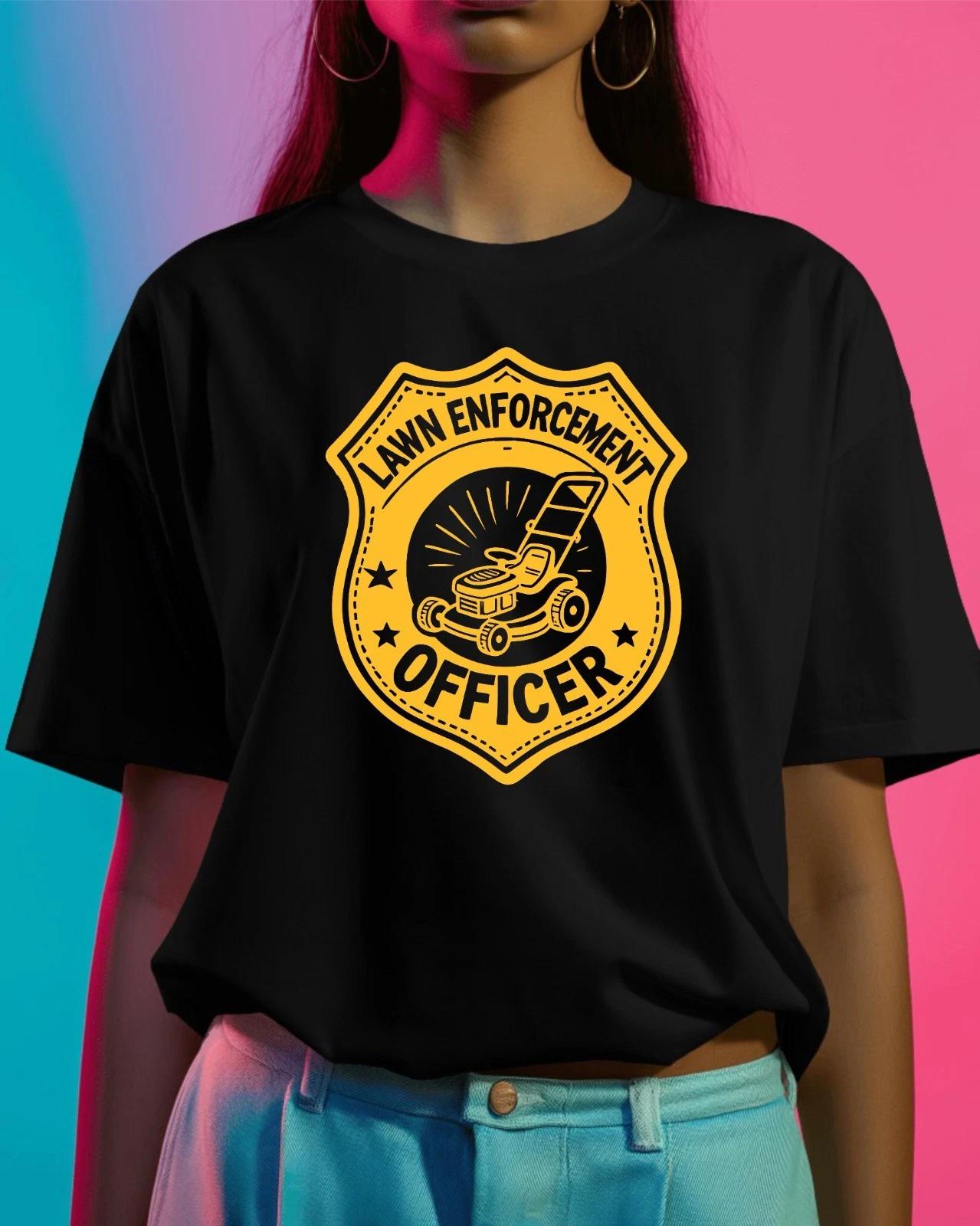 Lawn Enforcement Officer T-Shirt, Gardening Lawn Mower Gift T-Shirt, Unisex Tee S