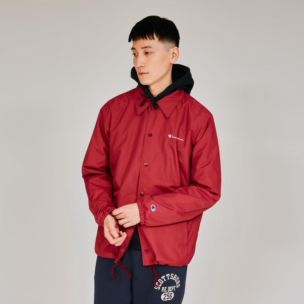 Champion Long Sleeve Coach Jacket with Embroidered Script Water-Repellent Logo, Basic, C3-A615-109-S