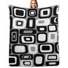 Gray, Black and White Modern Retro Geometric Mid Century Design Throw Blanket Easy Care Comfortable Blanket for Couch