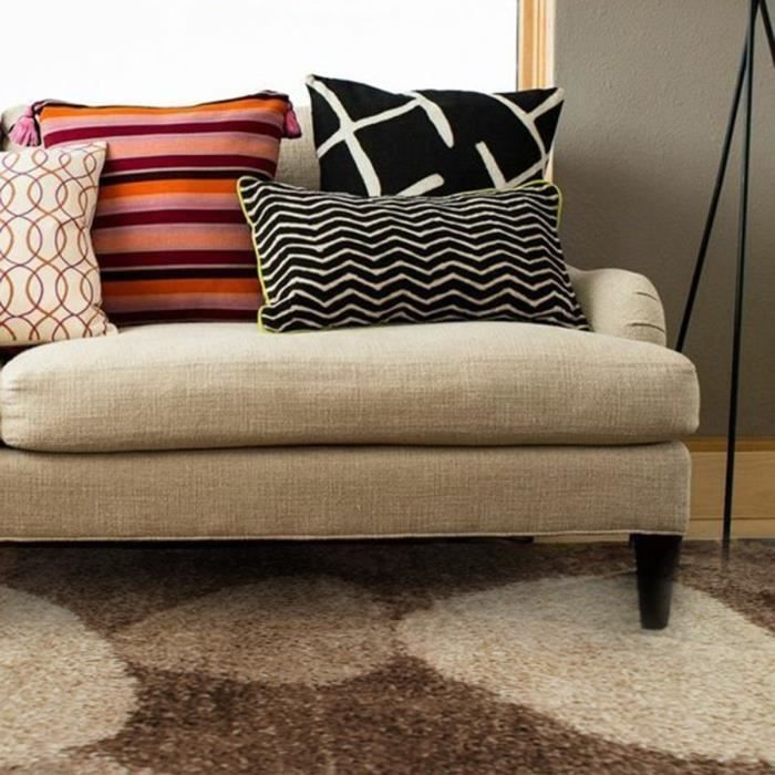Tapis à poils longs motifs galets chocolat 120x170